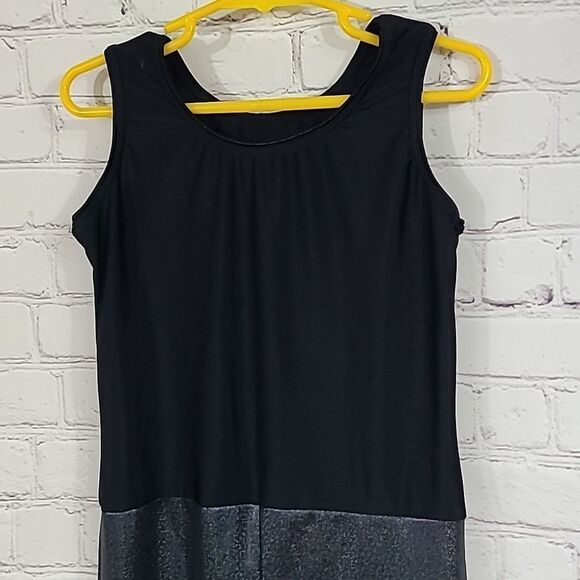 Girls LC Revolution Dancewear Unitard Black Holographic Foil Sequins Leotard - Picture 9 of 11